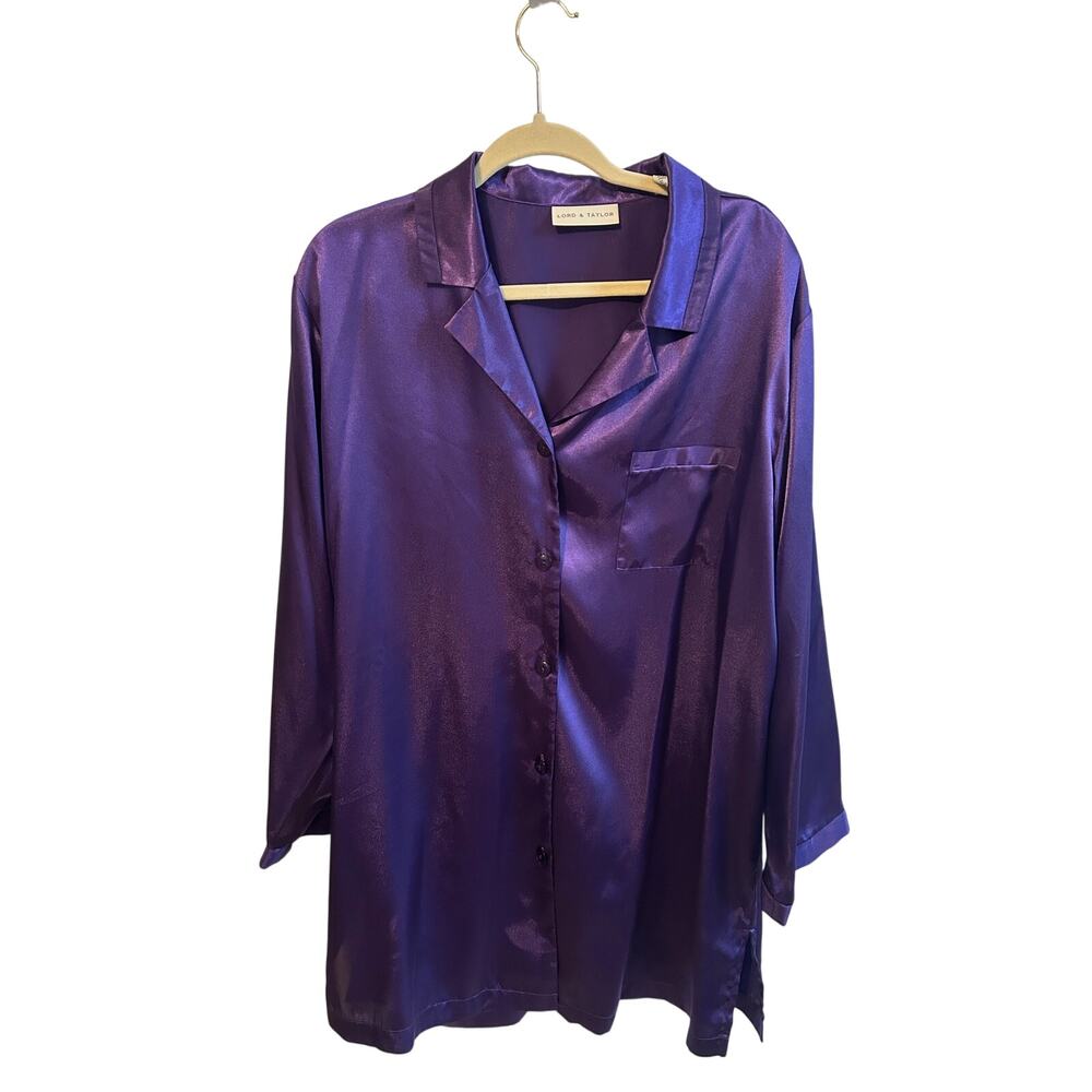 Lord & Taylor Womens Purple Silky Sleep Shirt XL